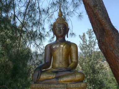 Buddha statue from a Theravada Buddhist monastery.